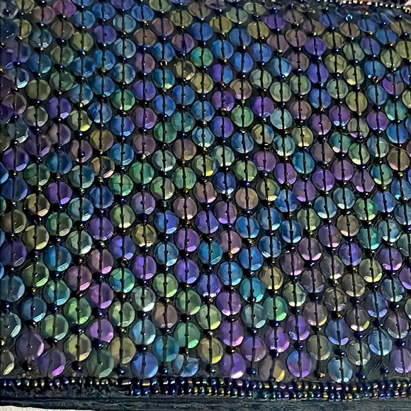 Vintage Sequined Crossbody Clutch Evening Bag w/ 40” Black Twist Rope Cord - Picture 2 of 12